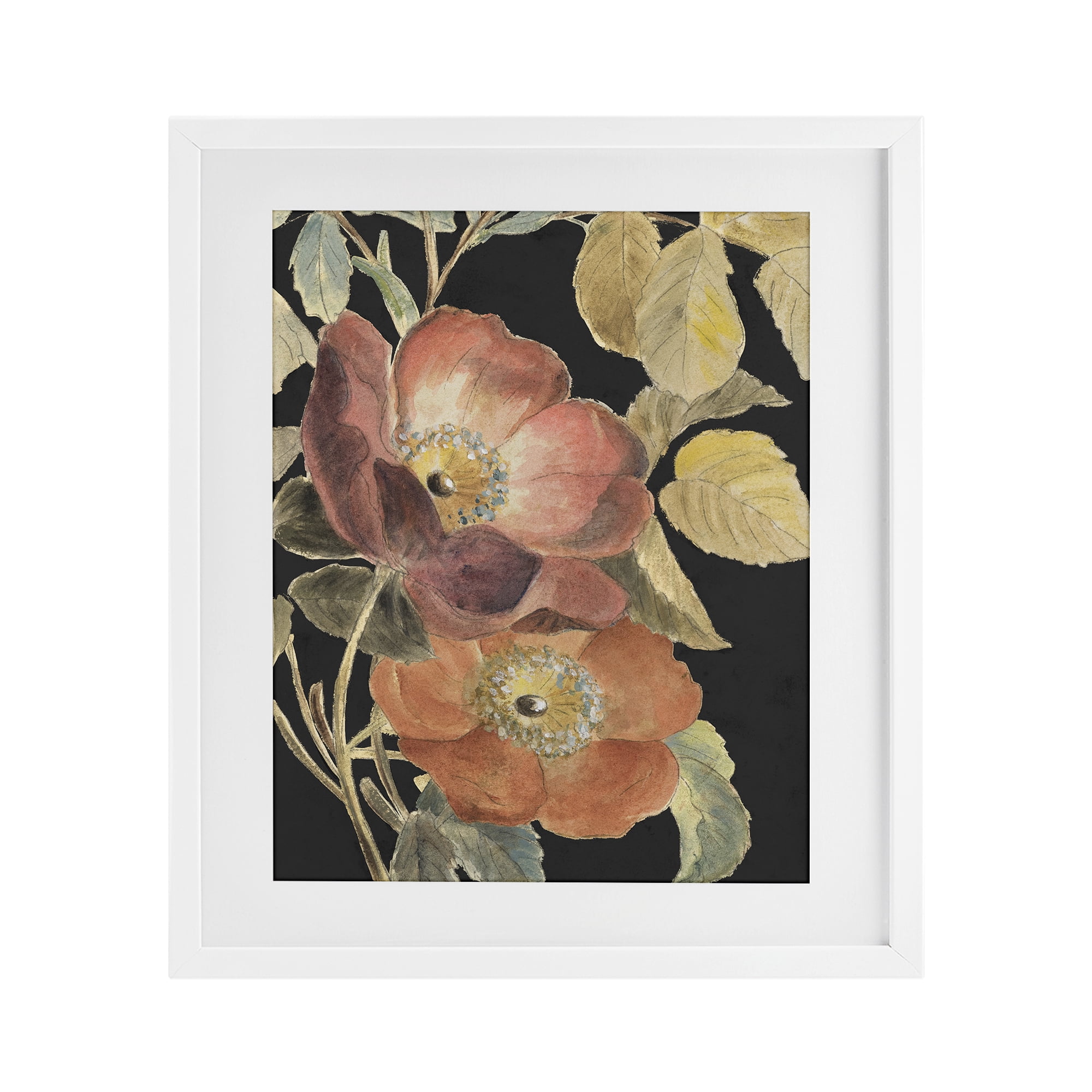 Stupell Industries Red Flower over Black White Framed Print Under Glass, design by Lanie Loreth