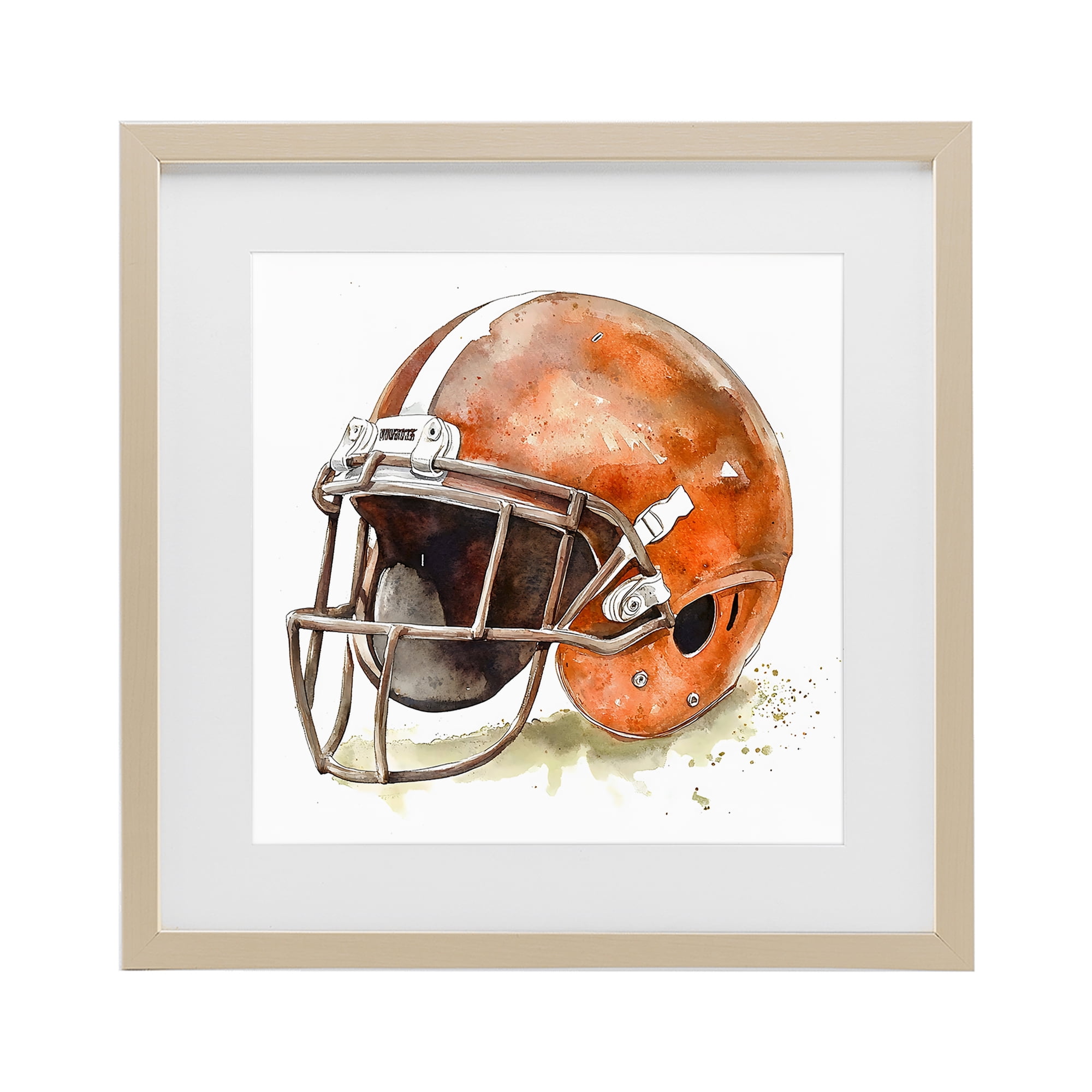 Stupell Industries Red Football Helmet Birch Framed Print Under Glass, design by Creative Studio