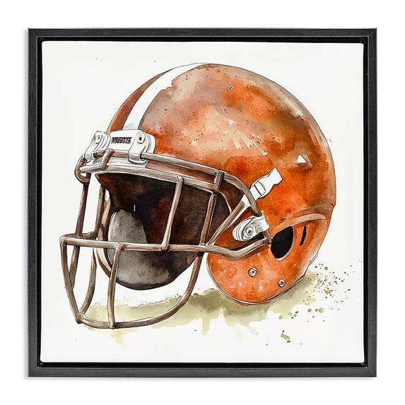 Stupell Industries Eclectic Red Football Helmet Black Floating Frame Canvas Art, 25 x 25, by Creative Studio