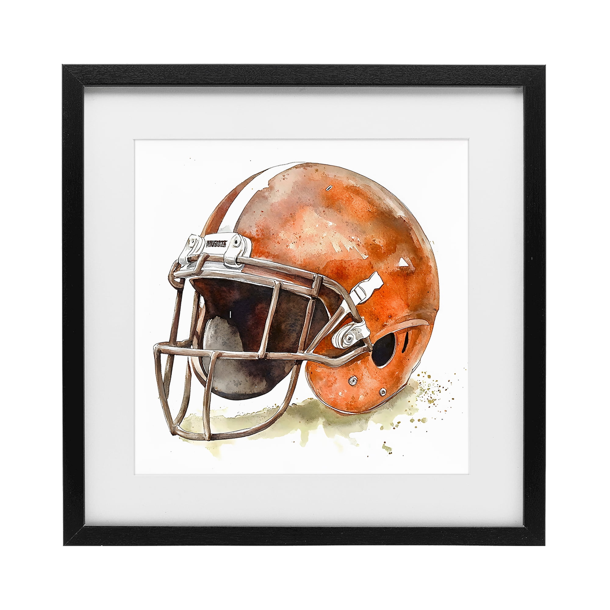 Stupell Industries Red Football Helmet Black Framed Print Under Glass, design by Creative Studio