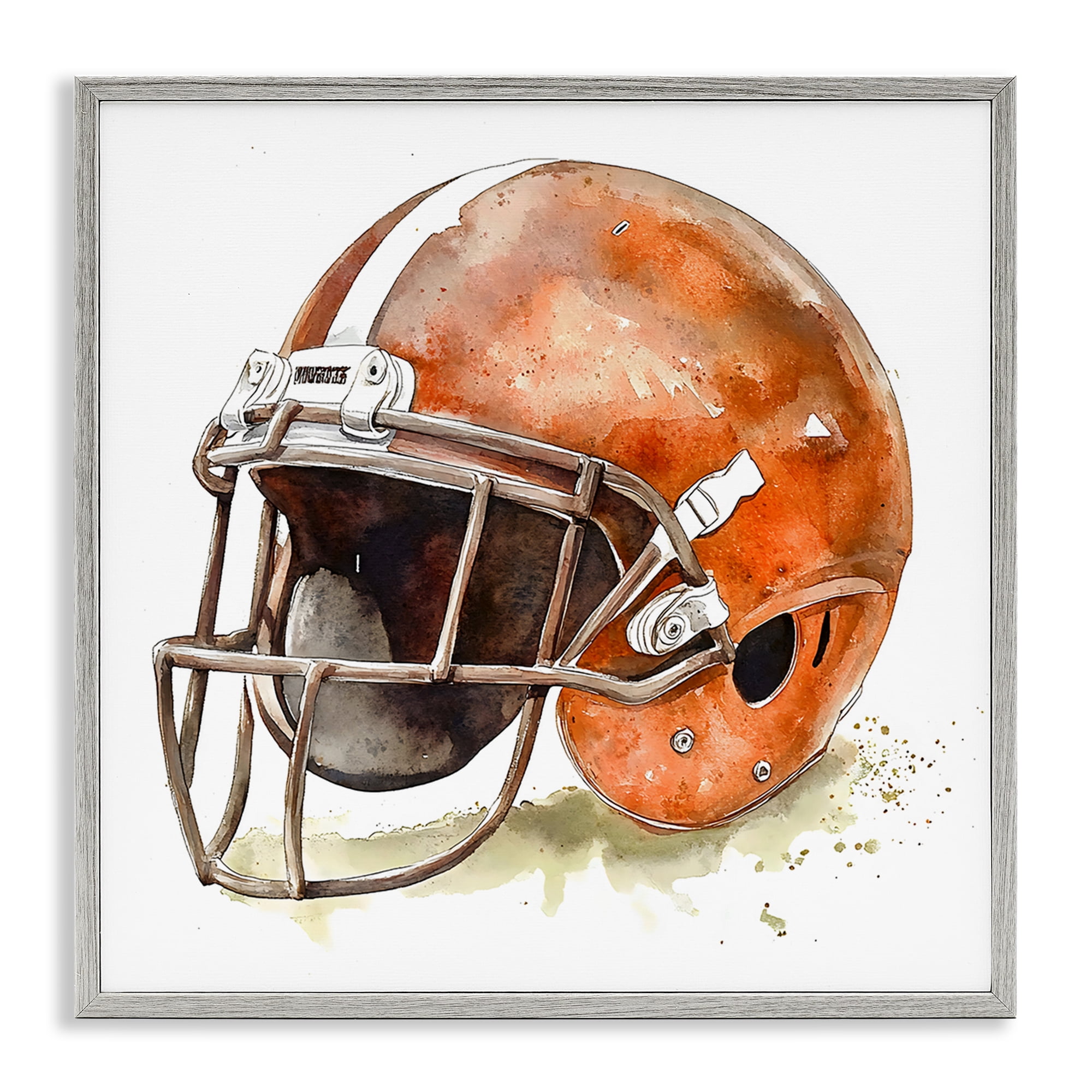 Stupell Industries Red Football Helmet Gray Framed Giclee Art, design by Creative Studio