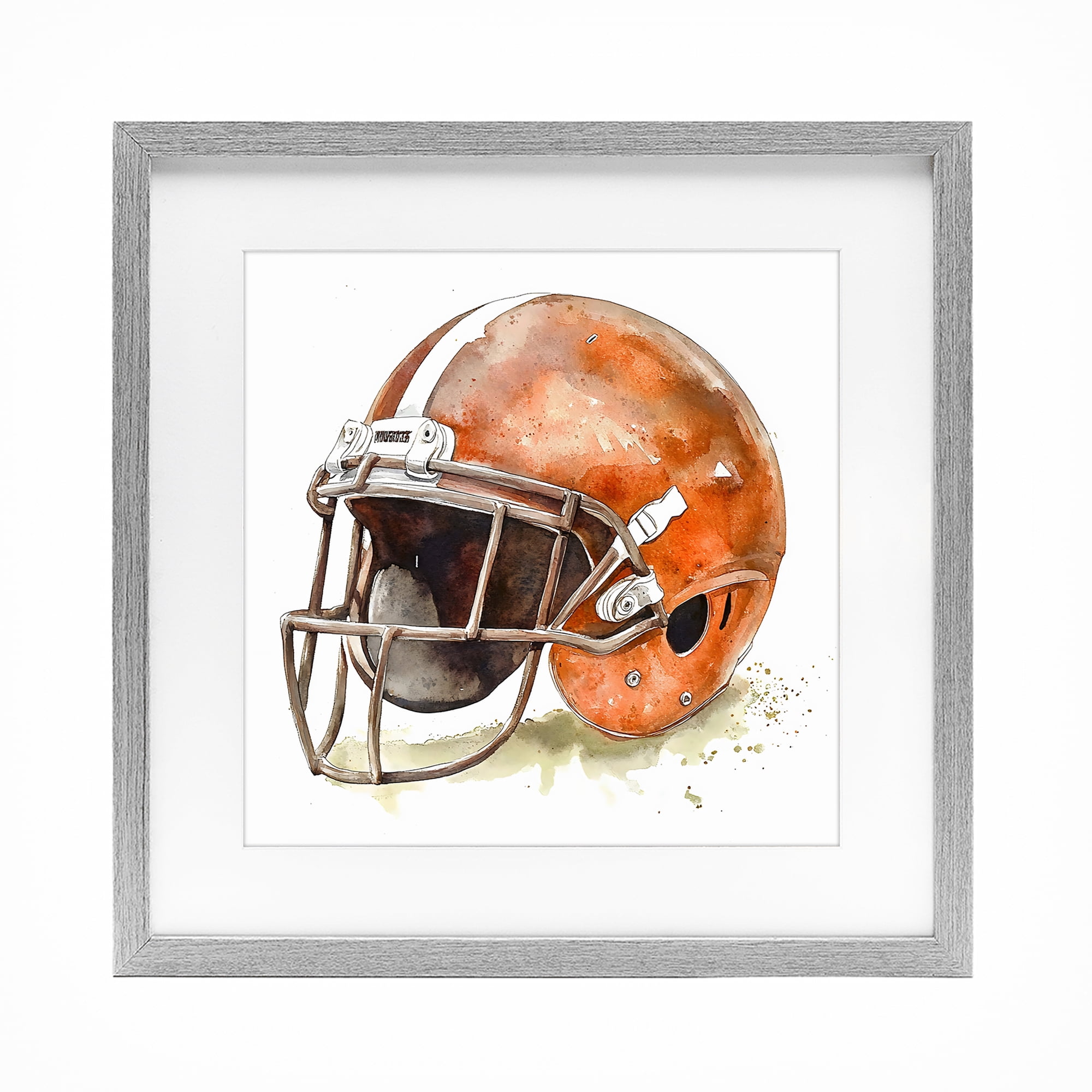 Stupell Industries Red Football Helmet Gray Framed Print Under Glass, design by Creative Studio