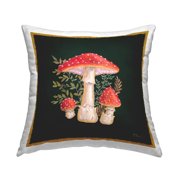 Stupell Industries Red Forest Mushrooms Square Decorative Printed Throw Pillow, 18 x 18