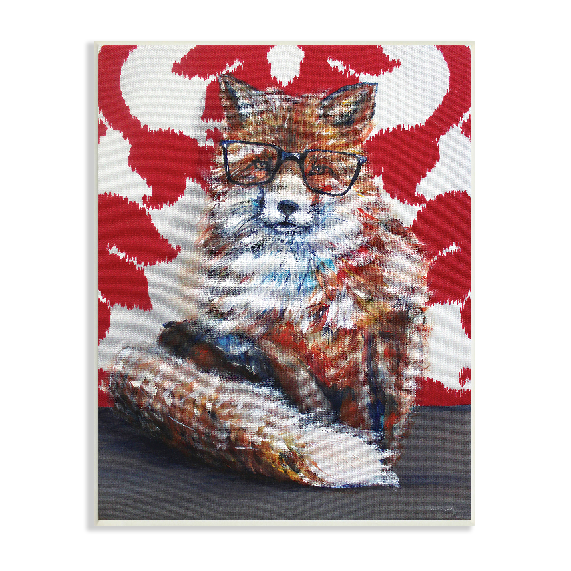Stupell Industries Red Fox Black Frame Glasses Abstract Pattern Room, 10 x 15, Design by Kamdon Kreations