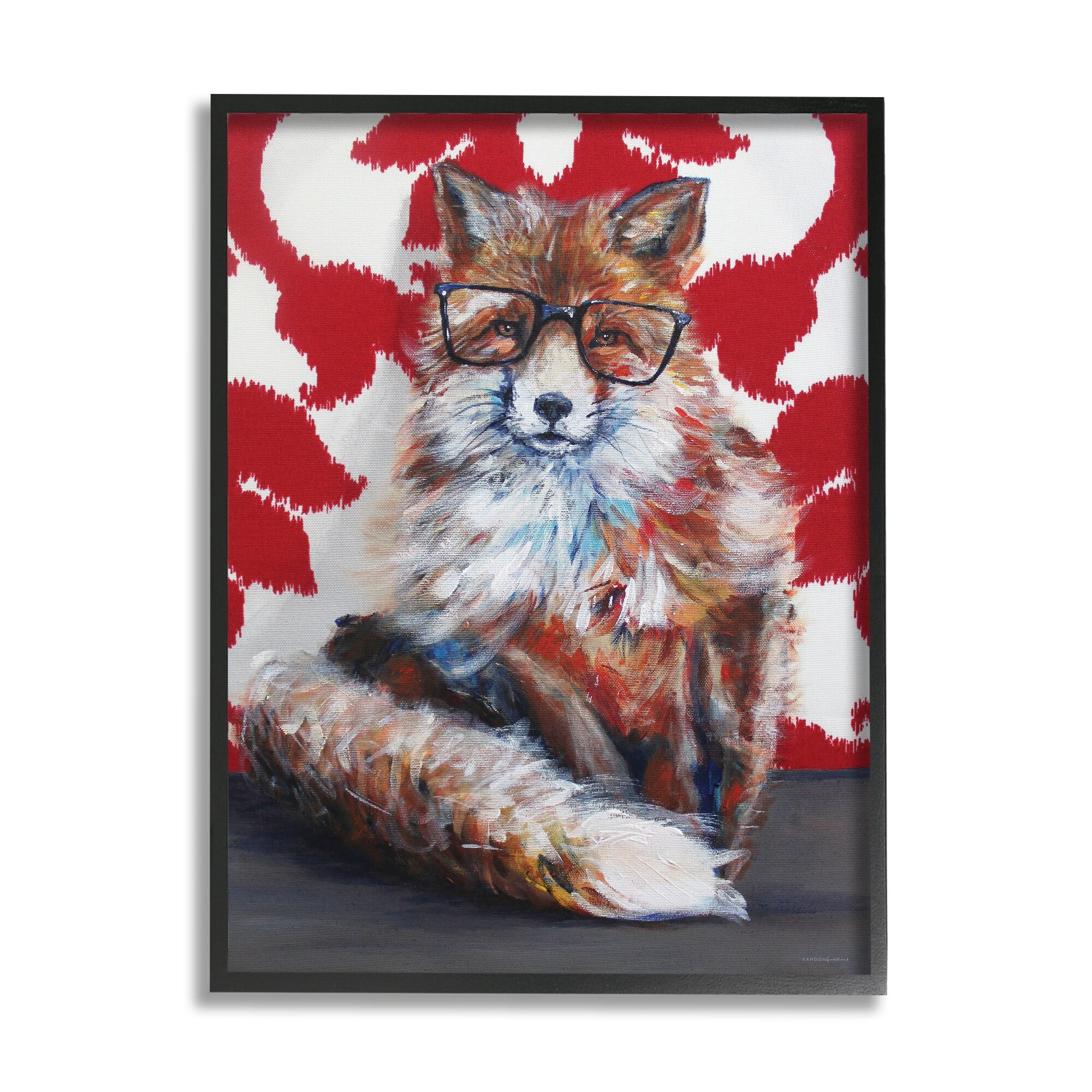 Stupell Industries Red Fox Black Frame Glasses Abstract Pattern Room, 11 x 14, Design by Kamdon Kreations