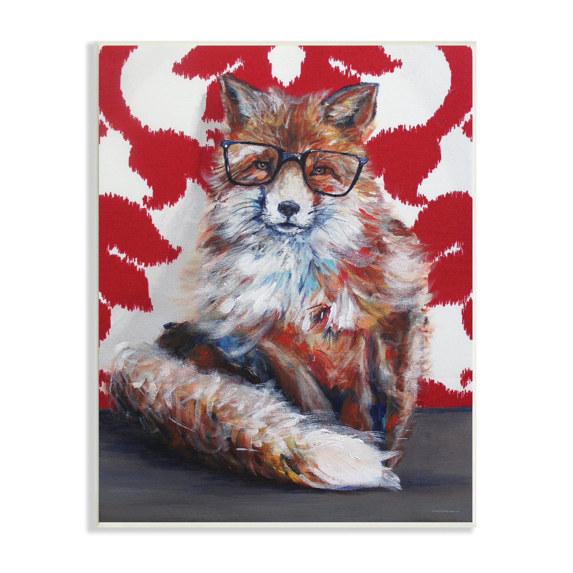 Stupell Industries Red Fox Black Frame Glasses Abstract Pattern Room, 13 x 19, Design by Kamdon Kreations