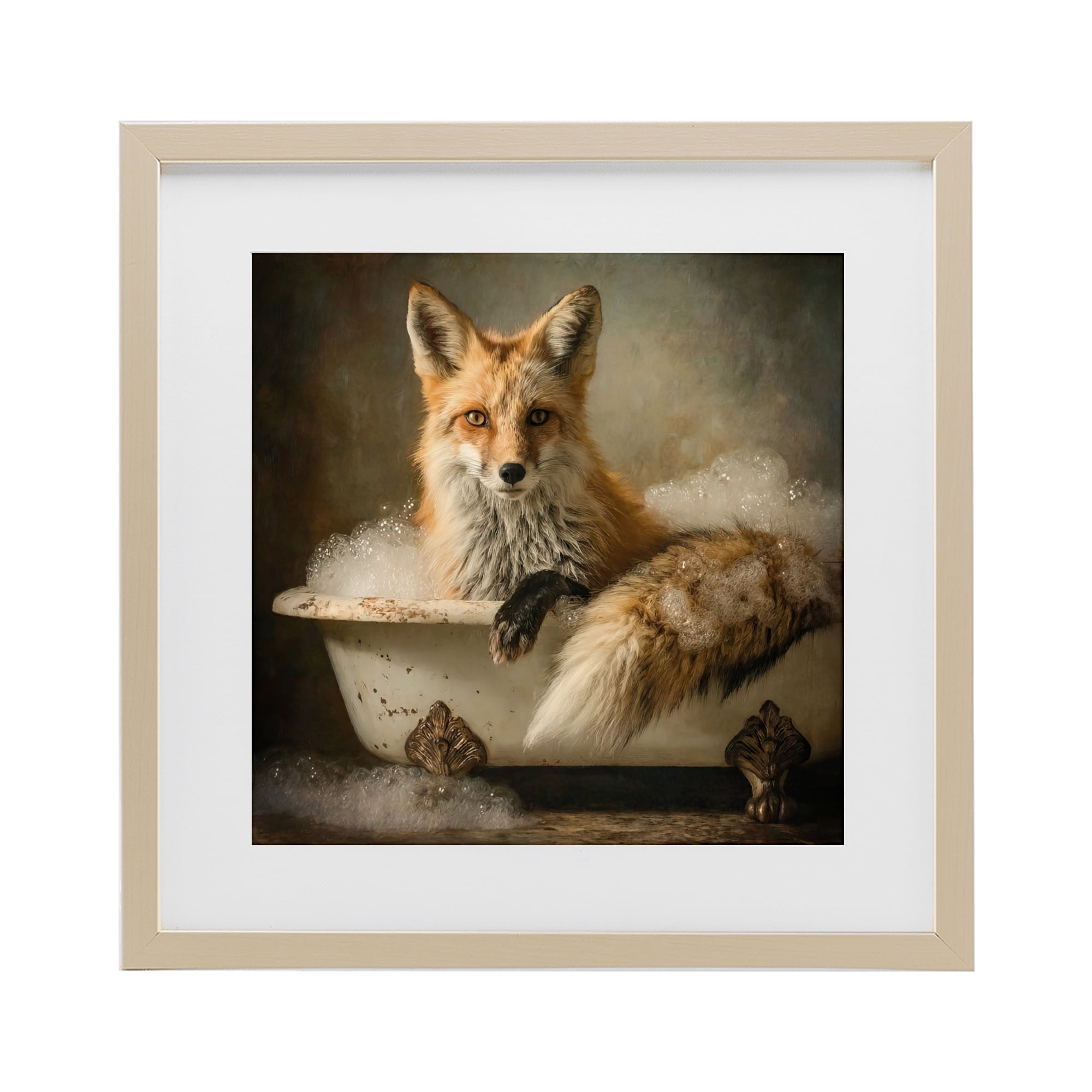 Stupell Industries Red Fox Bubble Bath Birch Framed Print Under Glass, design by Tina LeCour