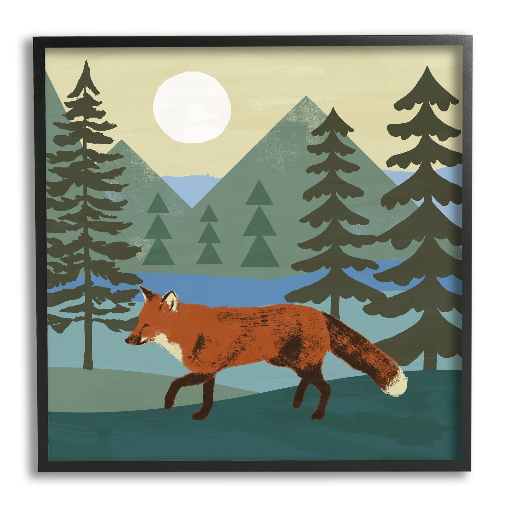 Stupell Industries Red Fox Running Forest Distant Mountains Sunset, 12 x 12, Design by Victoria Barnes
