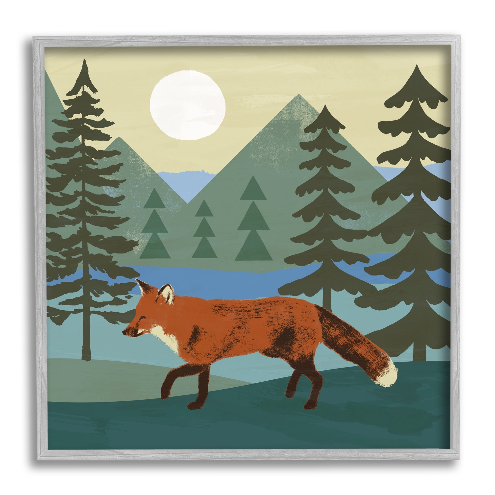 Stupell Industries Red Fox Running Forest Distant Mountains Sunset, 24 x 24, Design by Victoria Barnes