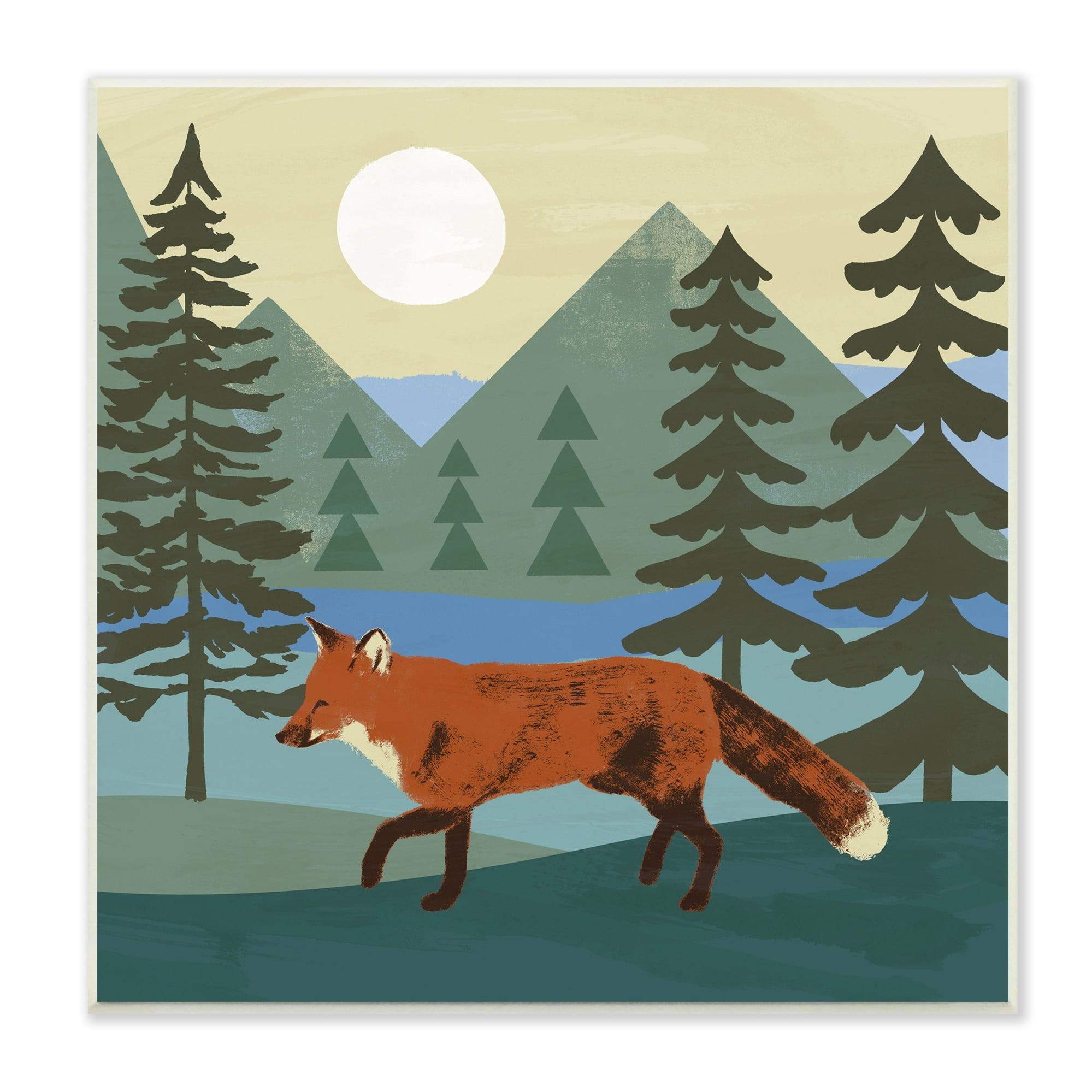 Stupell Industries Red Fox Running Forest Distant Mountains Sunset Graphic Art Unframed Art Print Wall Art, 12x12, by Victoria Barnes