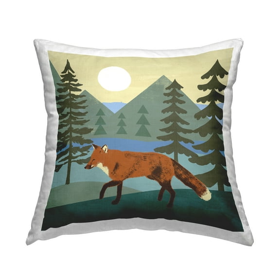 Stupell Industries Red Fox Running Through Woodland Nature Design by Victoria Barnes Throw Pillow