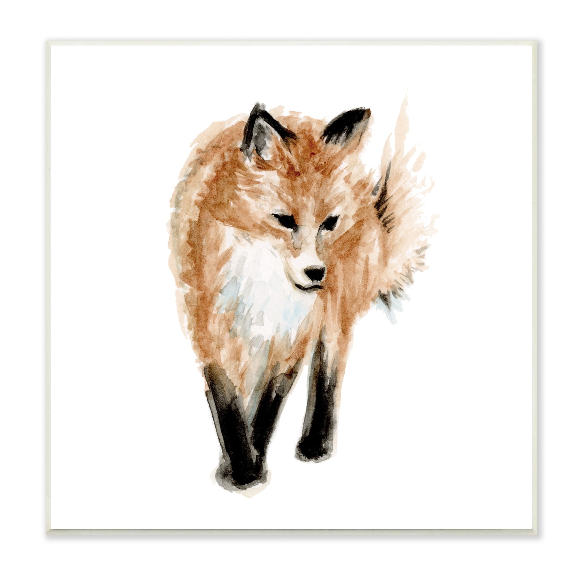 Stupell Industries Red Fox Watercolor Painting Kids' Nursery Wild Animal, 12 x 12,Design by Fox Hollow Studios