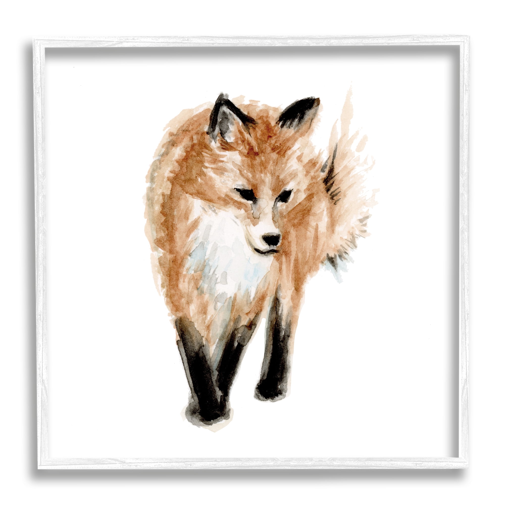 Stupell Industries Red Fox Watercolor Painting Kids' Nursery Wild Animal, 17 x 17,Design by Fox Hollow Studios
