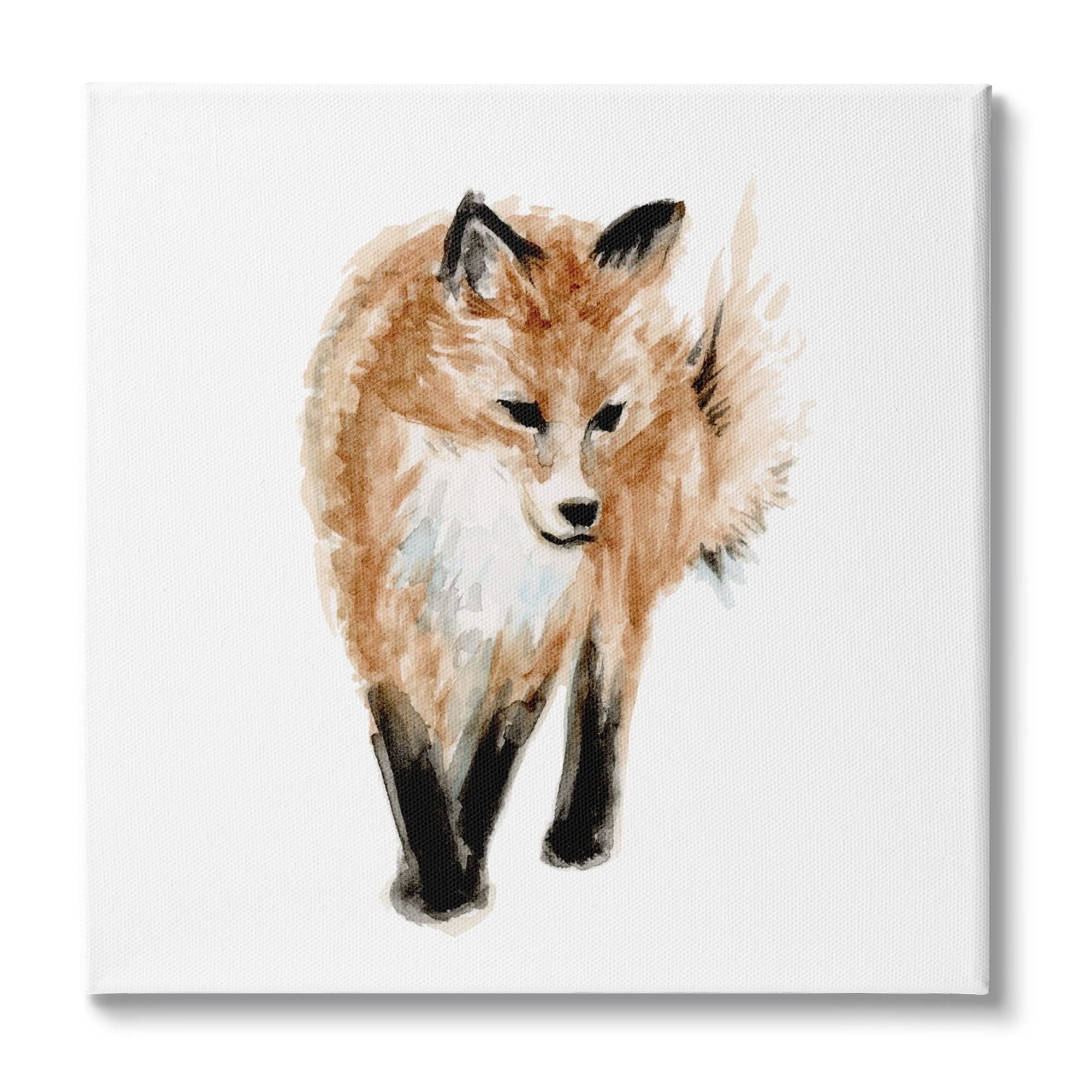 Stupell Industries Red Fox Watercolor Painting Kids' Nursery Wild Animal, 17 x 17,Design by Fox Hollow Studios