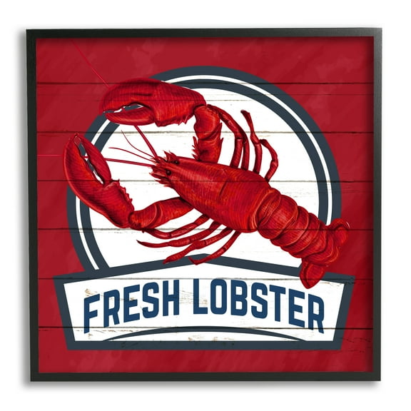 Stupell Industries Red Fresh Lobster Phrase Animals & Insects Painting Black Framed Art Print Wall Art, 12 x 12