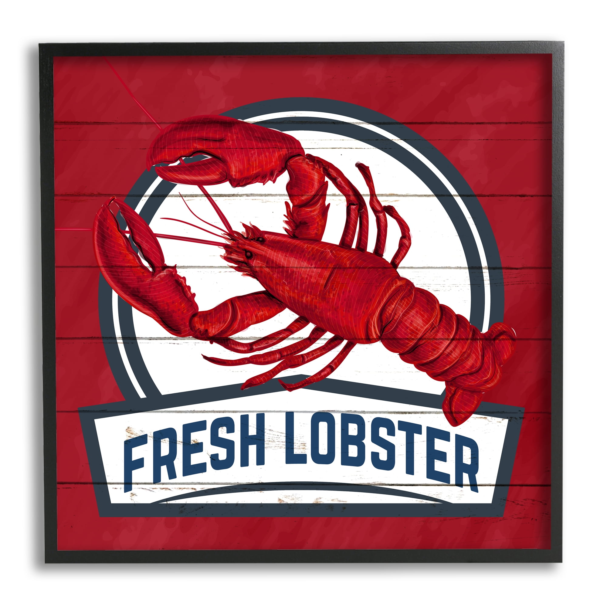 Stupell Industries Red Fresh Lobster Phrase Animals & Insects Painting Black Framed Art Print Wall Art, 17 x 17