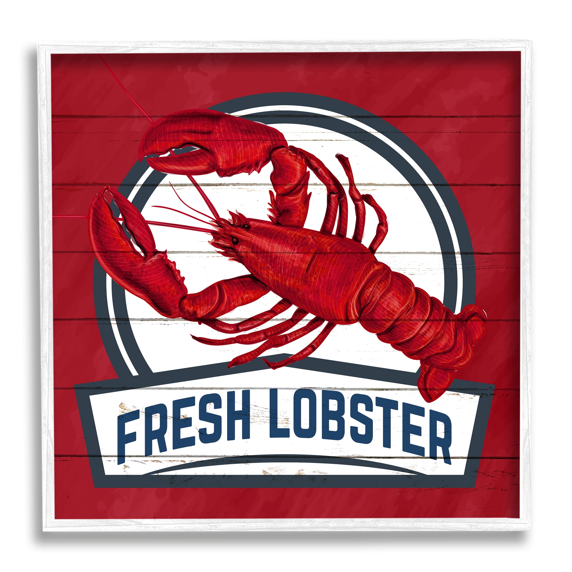 Stupell Industries Red Fresh Lobster Phrase Animals & Insects Painting White Framed Art Print Wall Art, 17 x 17