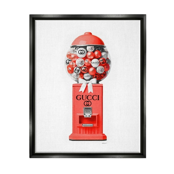Stupell Industries Red Glam Candy Machine Beauty & Fashion Painting Black Floater Framed Canvas Art Print Wall Art, 25 x 31