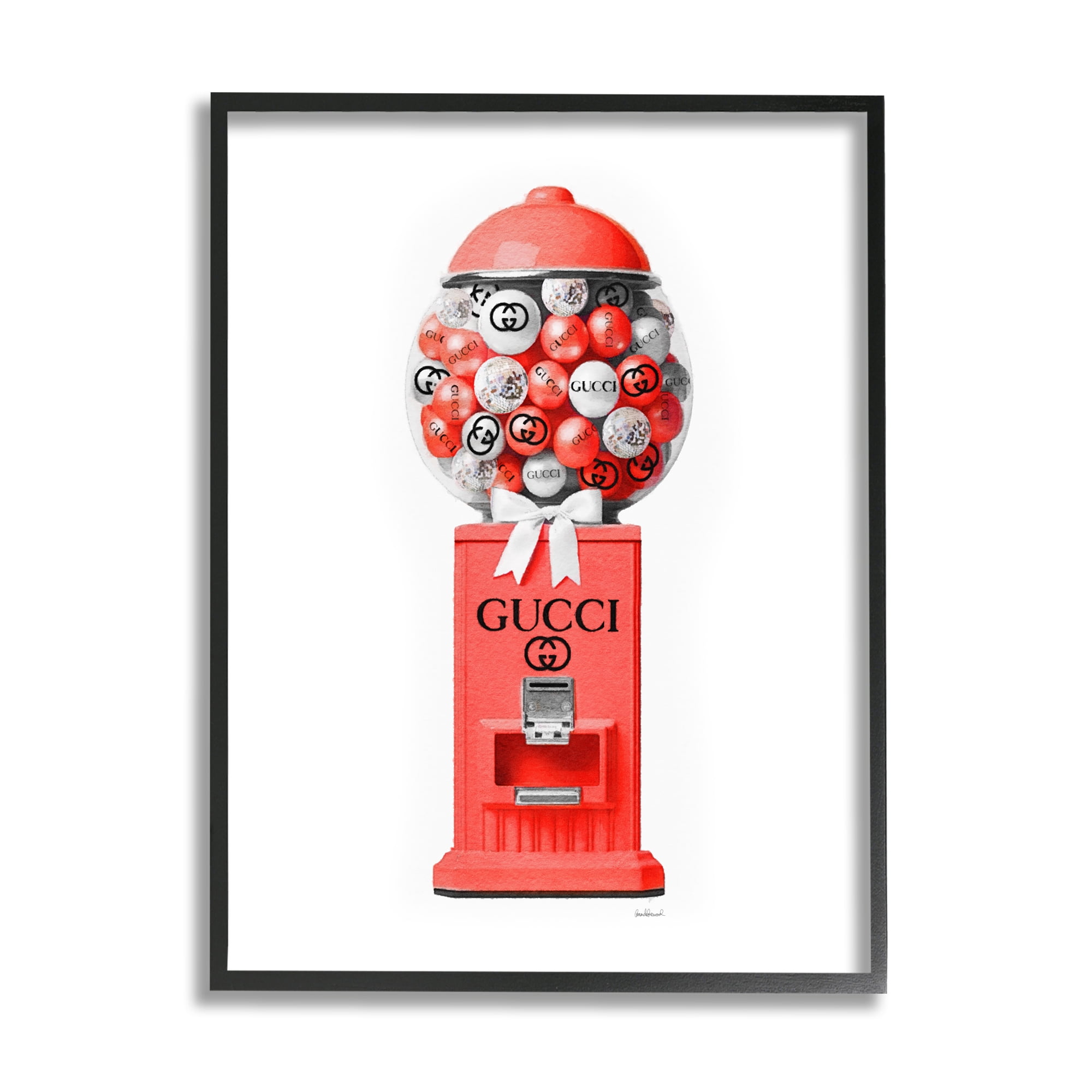 Stupell Industries Red Glam Candy Machine Beauty & Fashion Painting Black Framed Art Print Wall Art, 11 x 14