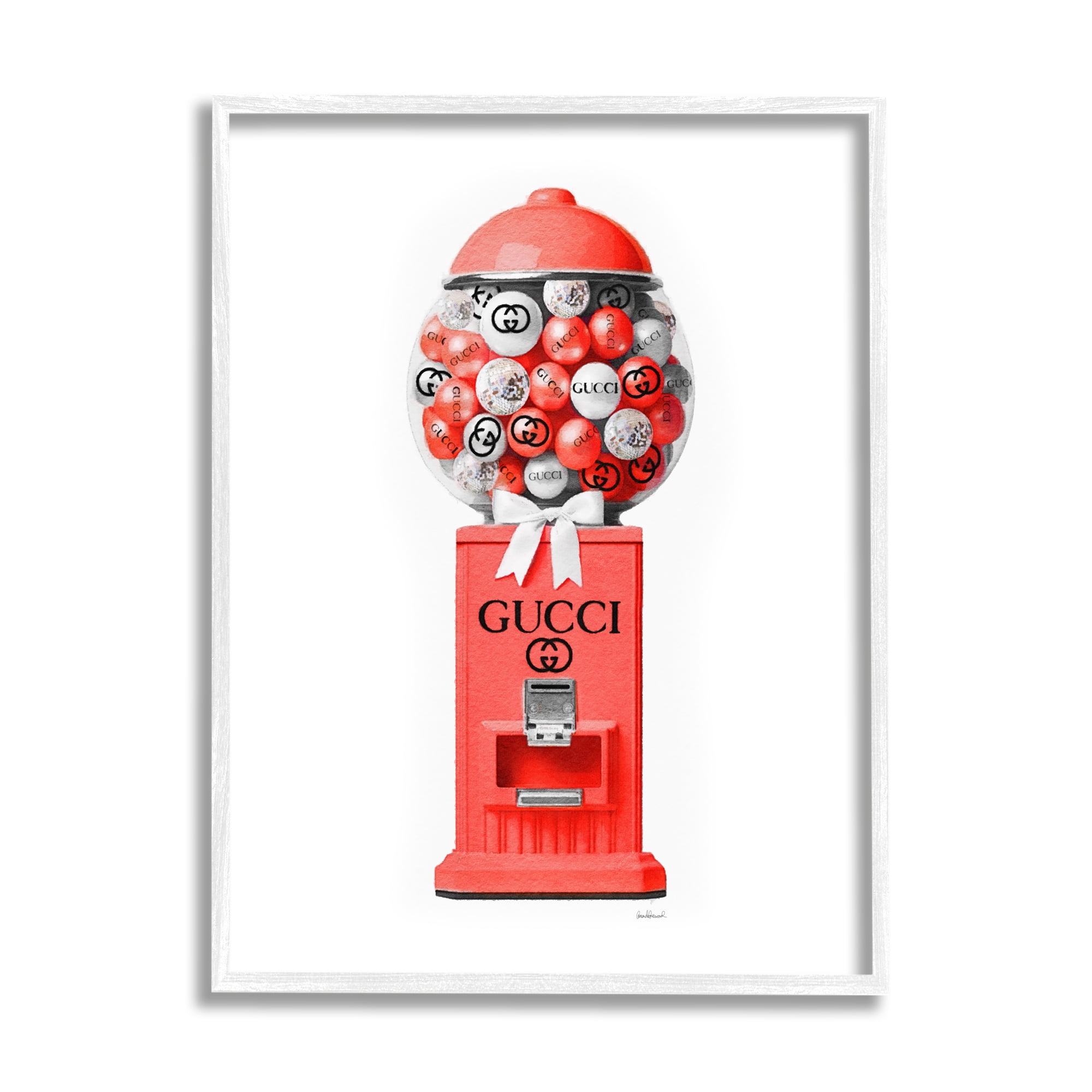 Stupell Industries Red Glam Candy Machine Beauty & Fashion Painting White Framed Art Print Wall Art, 16 x 20