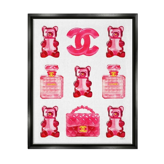 Stupell Industries Red Glam Gummy Candy Beauty & Fashion Painting Black Floater Framed Canvas Art Print Wall Art, 25 x 31