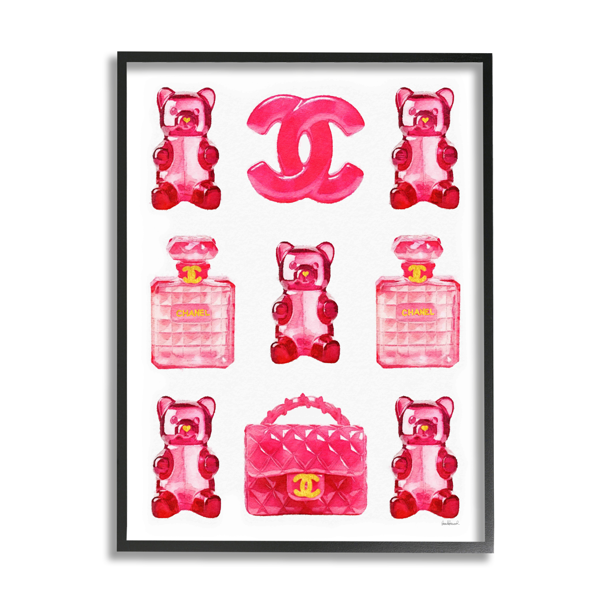 Stupell Industries Red Glam Gummy Candy Beauty & Fashion Painting Black Framed Art Print Wall Art, 16 x 20