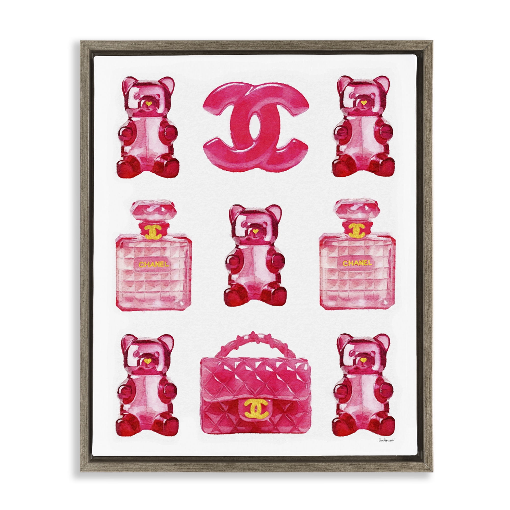Stupell Industries Red Glam Gummy Candy Beauty & Fashion Painting Brown Floater Framed Canvas Art Print Wall Art, 17 x 21