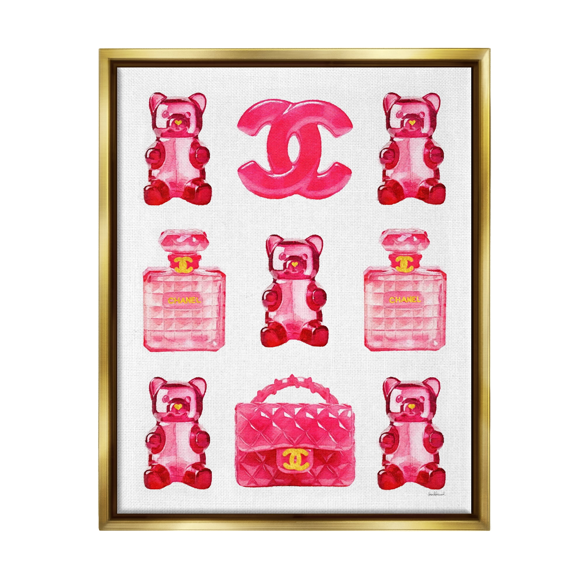 Stupell Industries Red Glam Gummy Candy Beauty & Fashion Painting Gold Floater Framed Canvas Art Print Wall Art, 25 x 31