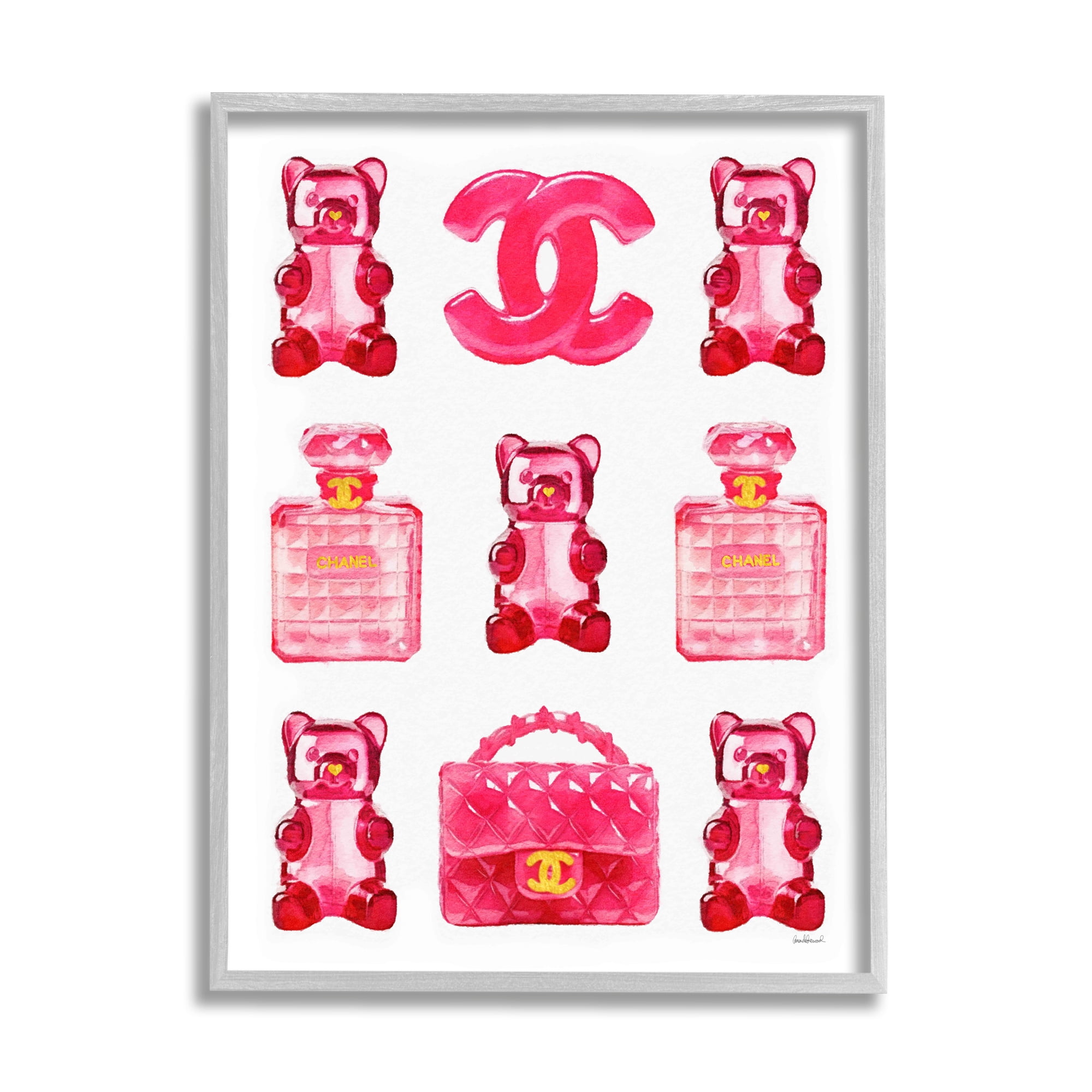 Stupell Industries Red Glam Gummy Candy Beauty & Fashion Painting Gray Framed Art Print Wall Art, 11 x 14