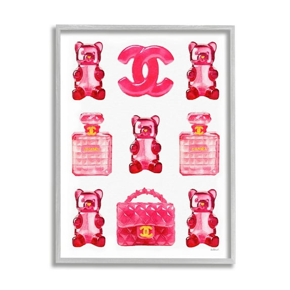 Stupell Industries Red Glam Gummy Candy Beauty & Fashion Painting Gray Framed Art Print Wall Art, 16 x 20