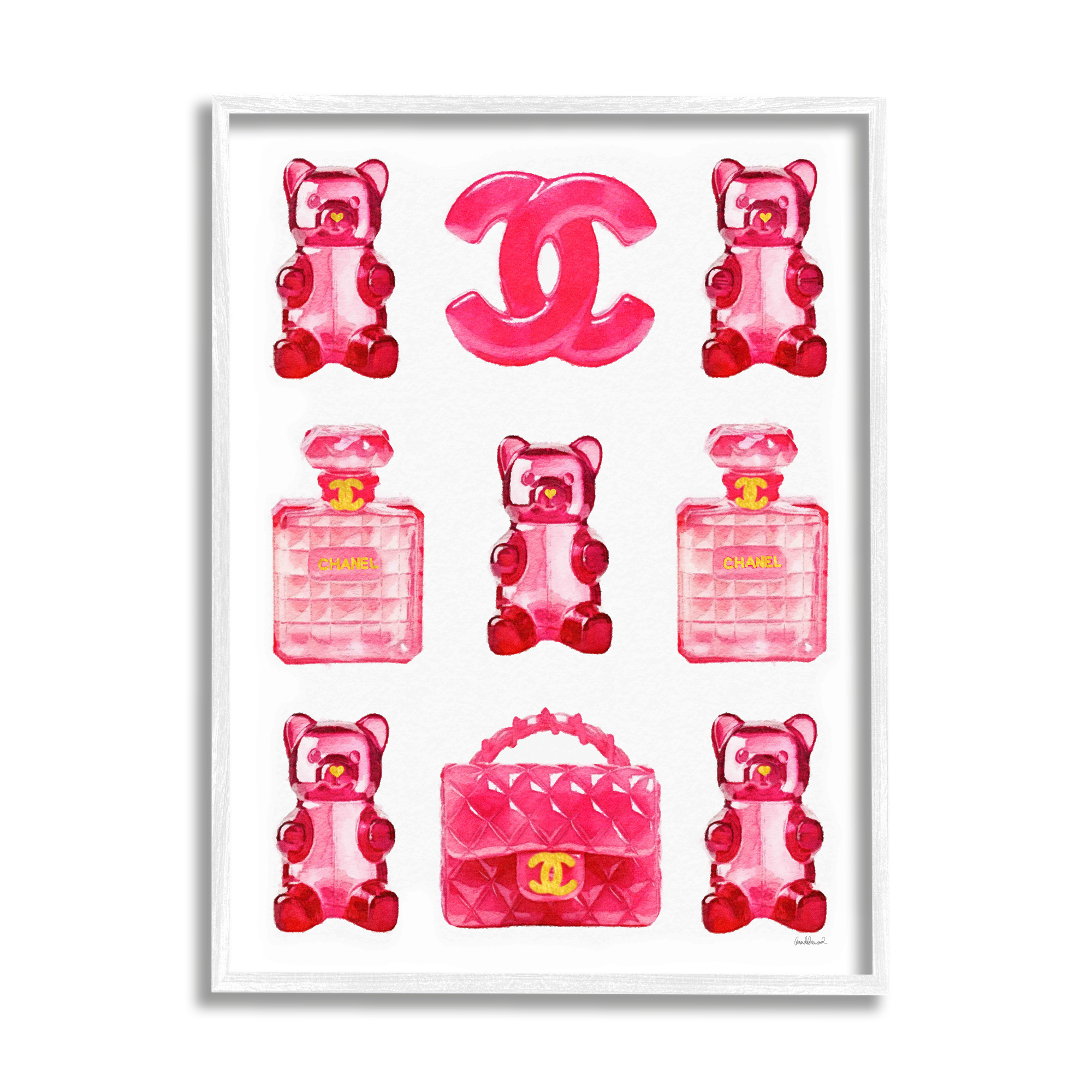 Stupell Industries Red Glam Gummy Candy Beauty & Fashion Painting White Framed Art Print Wall Art, 16 x 20