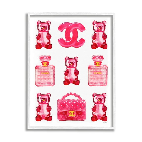 Stupell Industries Red Glam Gummy Candy Beauty & Fashion Painting White Framed Art Print Wall Art, 24 x 30