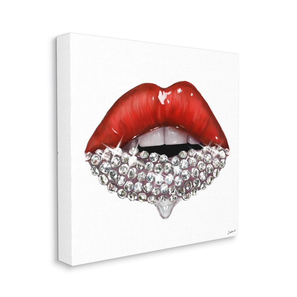 Stupell Industries Red Glam Lips with Glistening Cosmetic Stones Designed by Ziwei Li