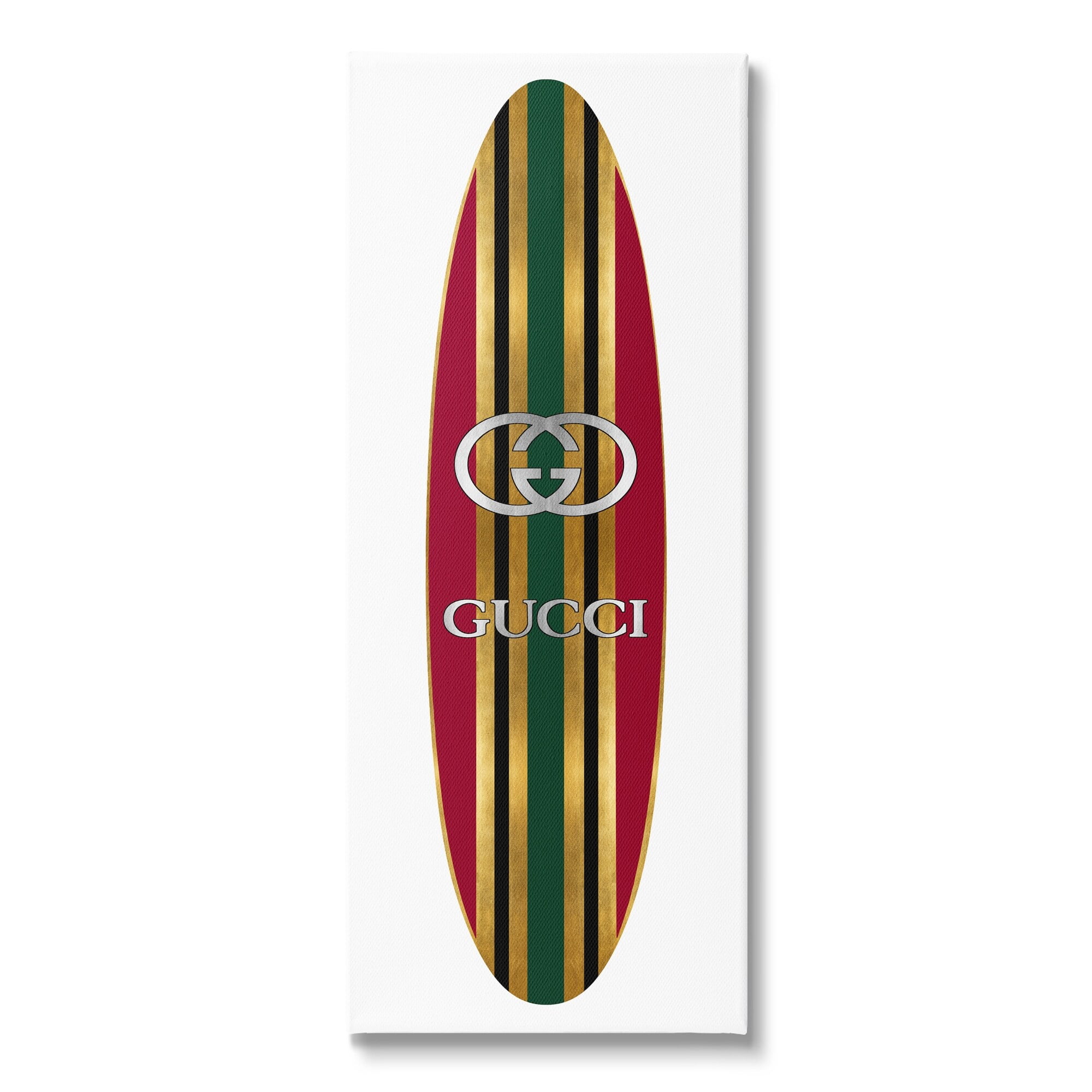 Stupell Red Green Designer Logo Surfboard Fashion Motif Canvas Wall Art, 13 x 30, Design by Madeline Blake