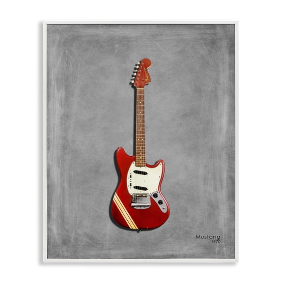 Stupell Industries Modern Red Guitar on Grey White Framed Giclee Art, 24 x 30, by Mark Rogan