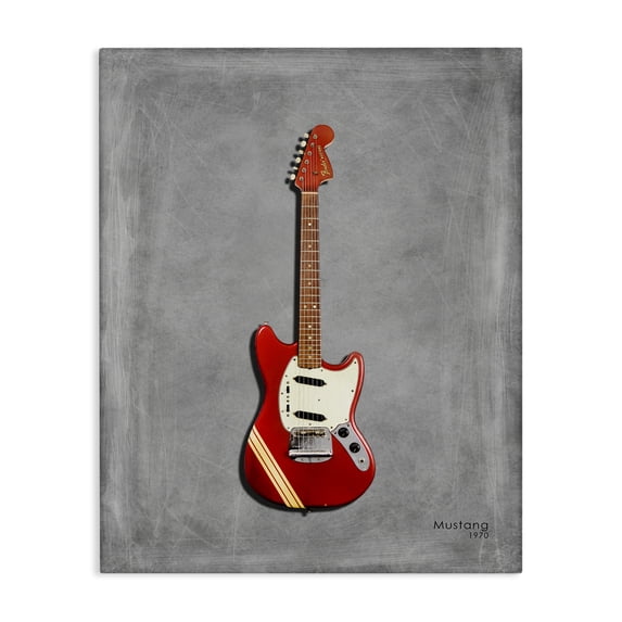 Stupell Industries Red Guitar on Grey Music Painting Wrapped Canvas Canvas Art Print Wall Art, 36 x 48