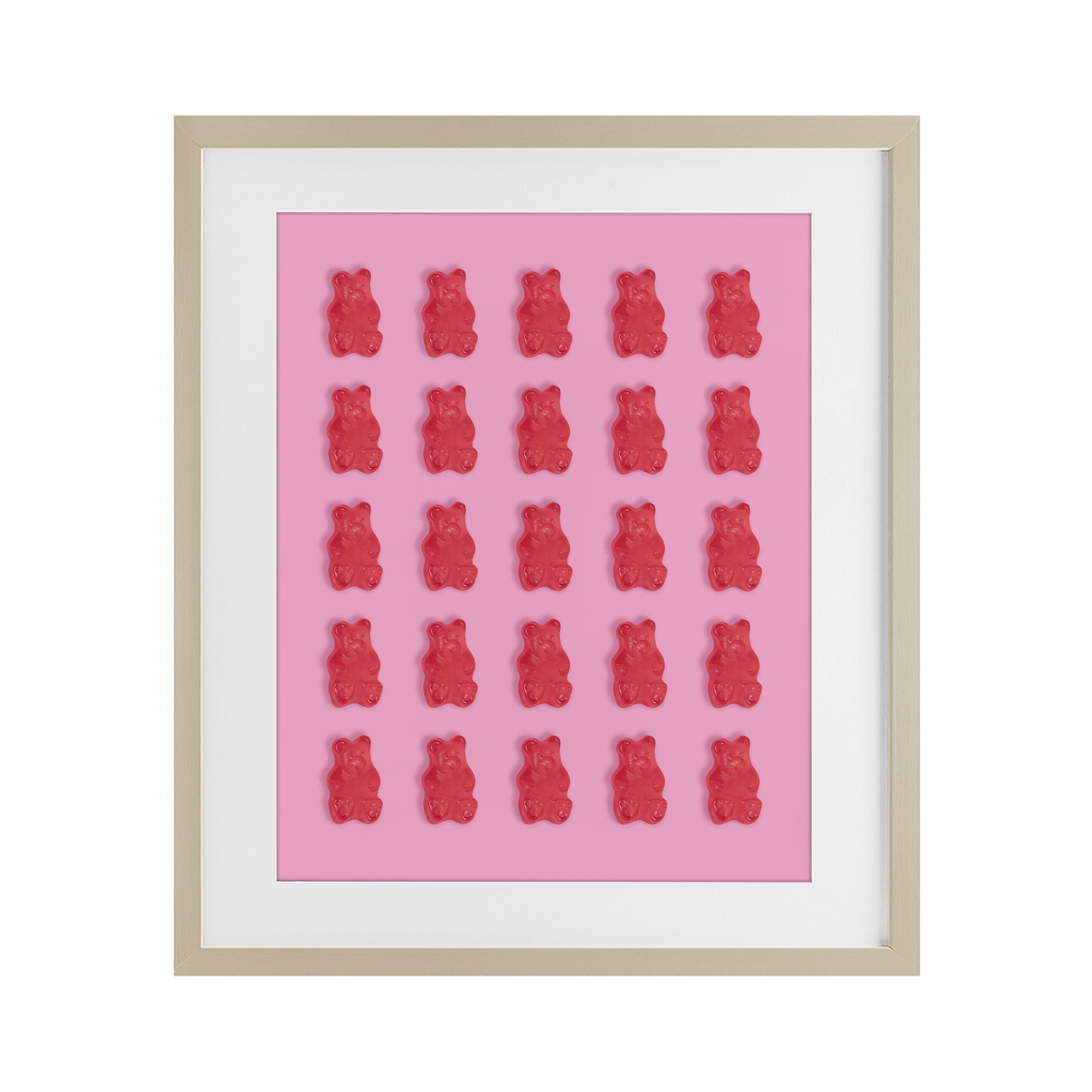 Stupell Industries Red Gummy Bears on Pink Birch Framed Print Under Glass, design by LISH Creative