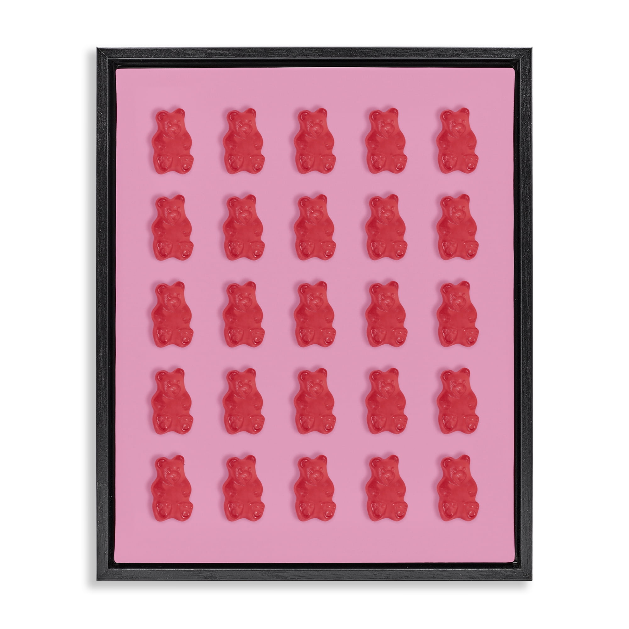 Stupell Industries Red Gummy Bears on Pink Black Framed Floater Canvas Wall Art, design by LISH Creative