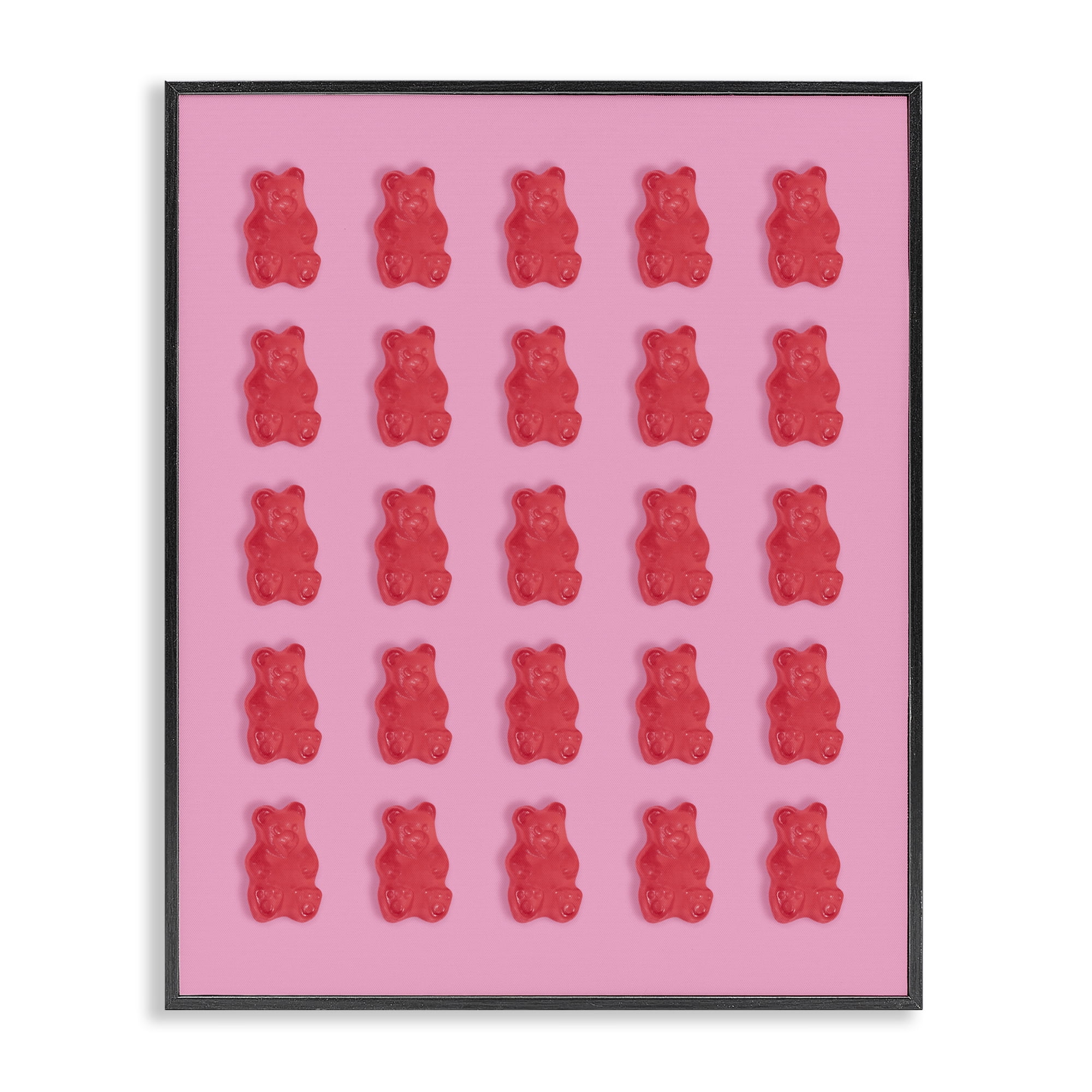Stupell Industries Red Gummy Bears on Pink Black Framed Giclee Art, design by LISH Creative