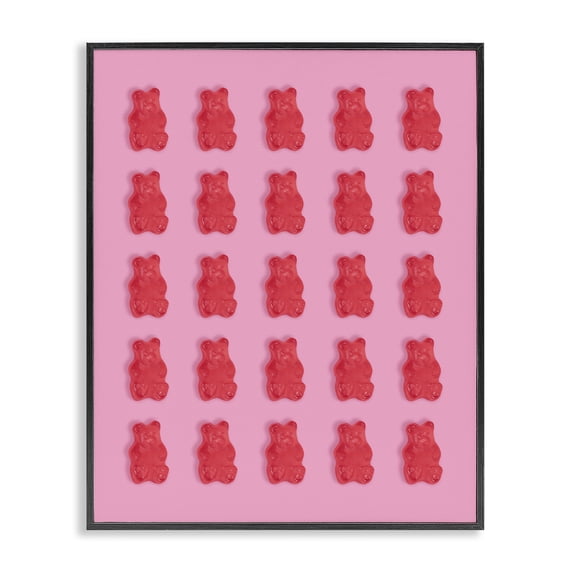Stupell Industries Contemporary Red Gummy Bears on Pink Black Framed Giclee Art, 11 x 14, by LISH Creative