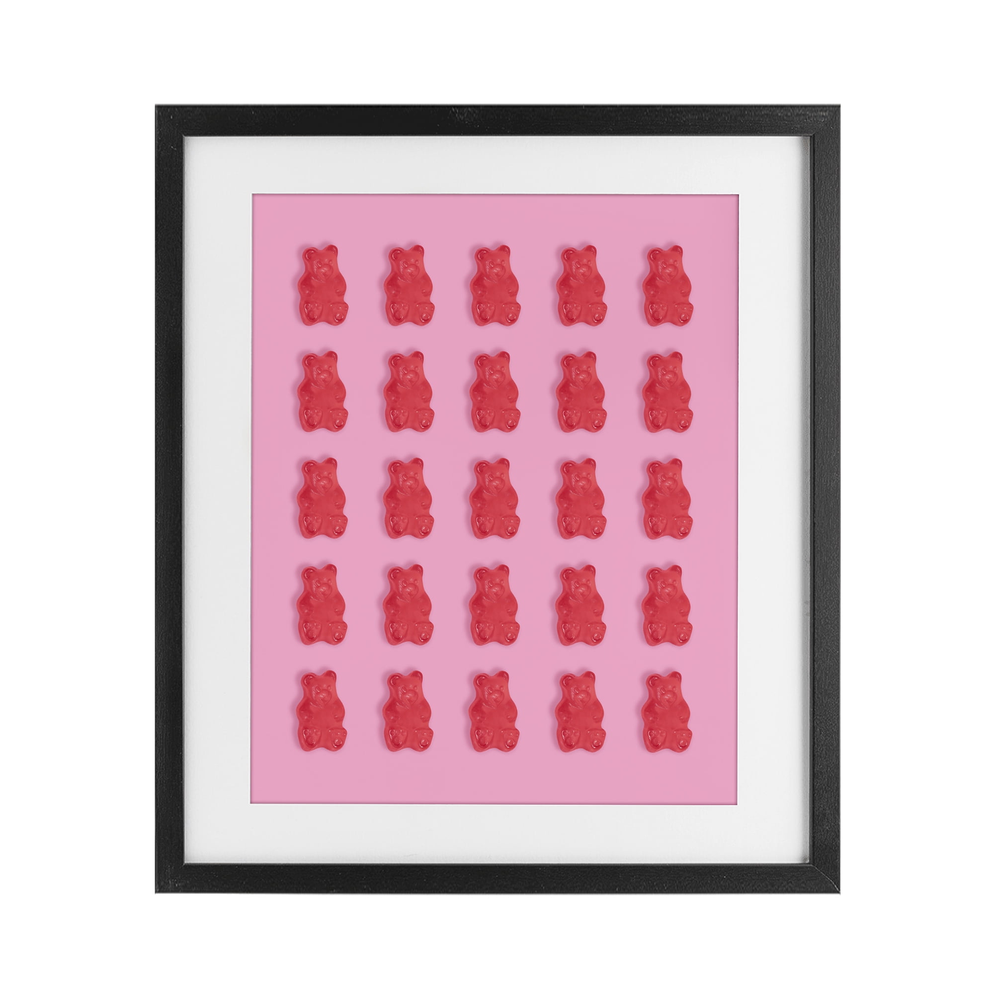 Stupell Industries Red Gummy Bears on Pink Black Framed Print Under Glass, design by LISH Creative