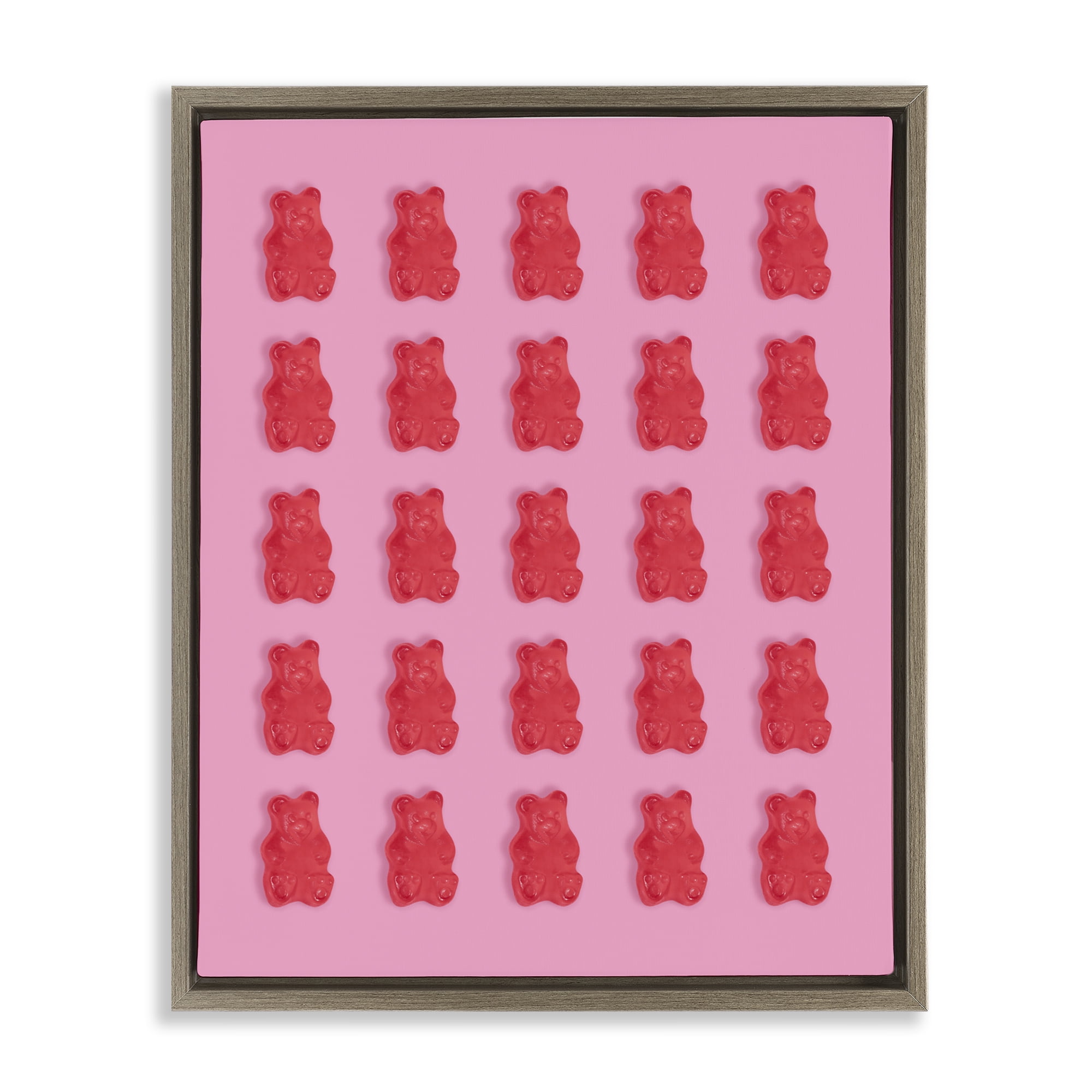 Stupell Industries Red Gummy Bears on Pink Brown Framed Floater Canvas Wall Art, design by LISH Creative