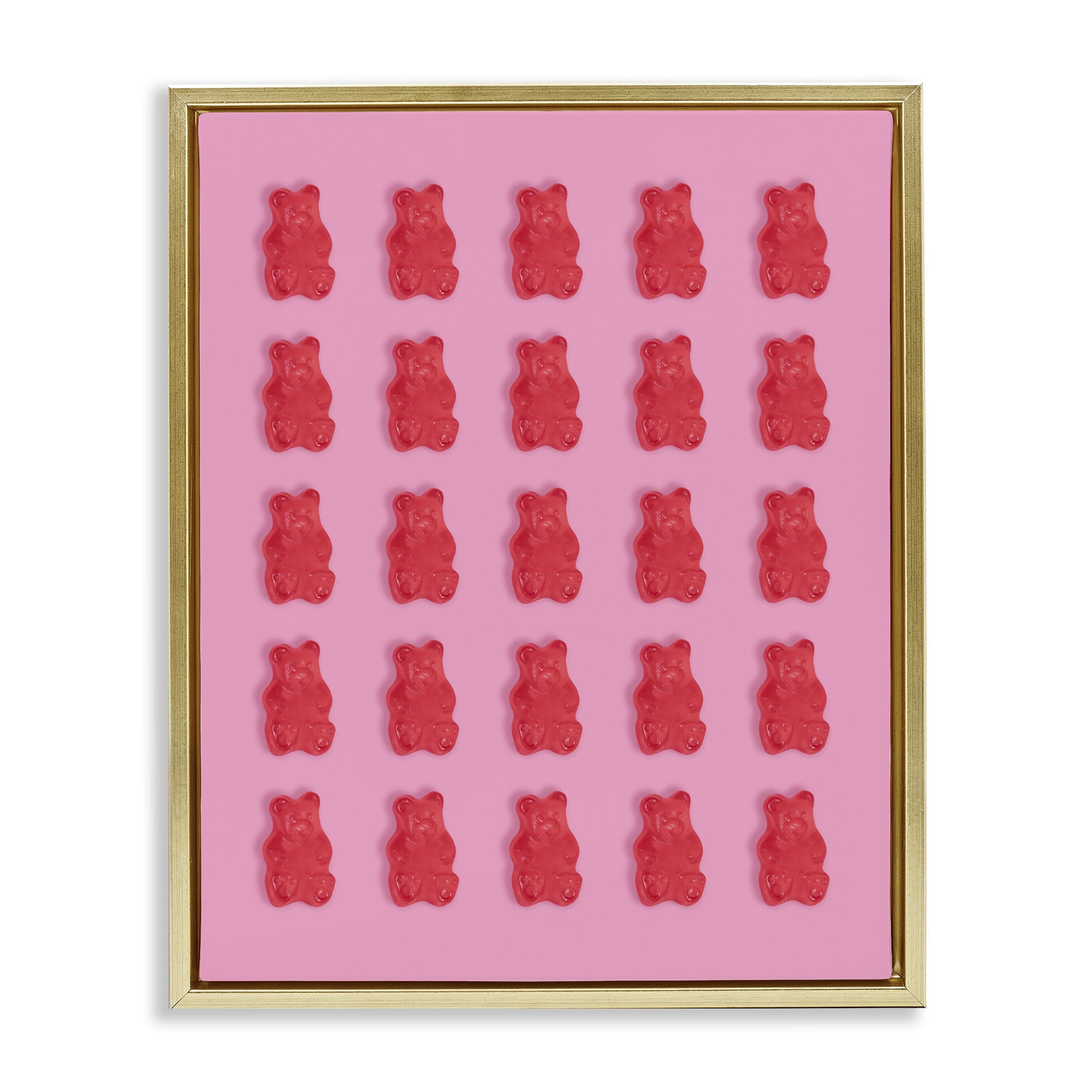 Stupell Industries Red Gummy Bears on Pink Gold Framed Floater Canvas Wall Art, design by LISH Creative