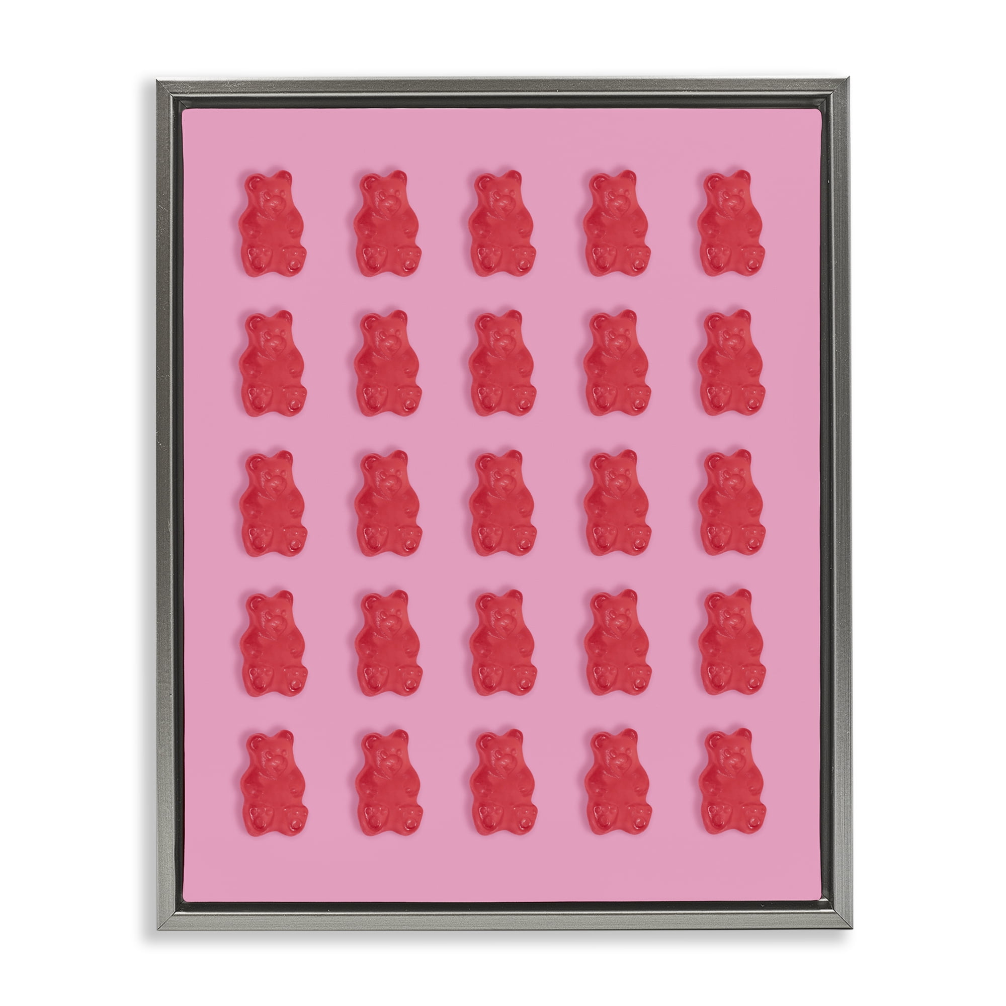 Stupell Industries Red Gummy Bears on Pink Gray Framed Floater Canvas Wall Art, design by LISH Creative