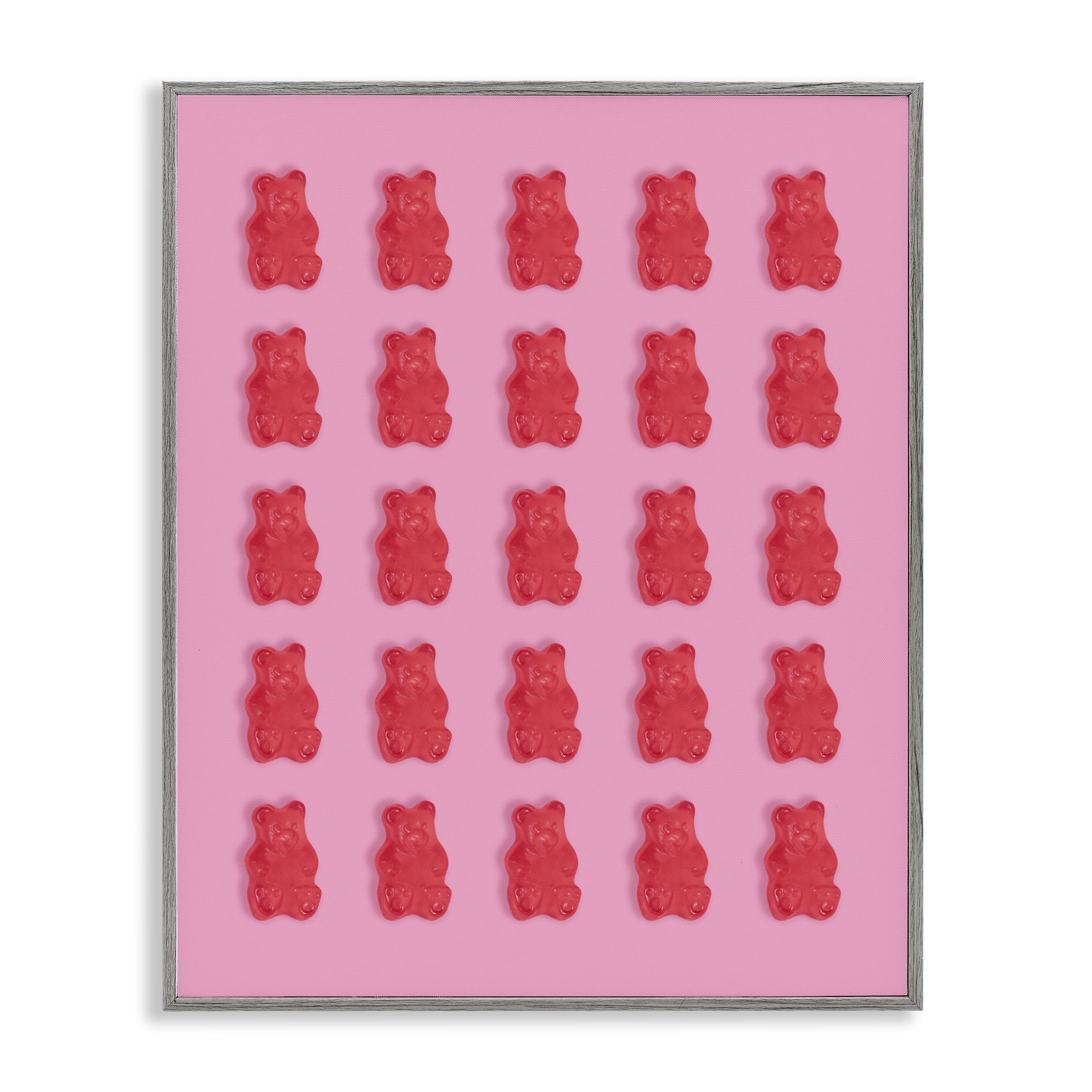 Stupell Industries Red Gummy Bears on Pink Gray Framed Giclee Art, design by LISH Creative