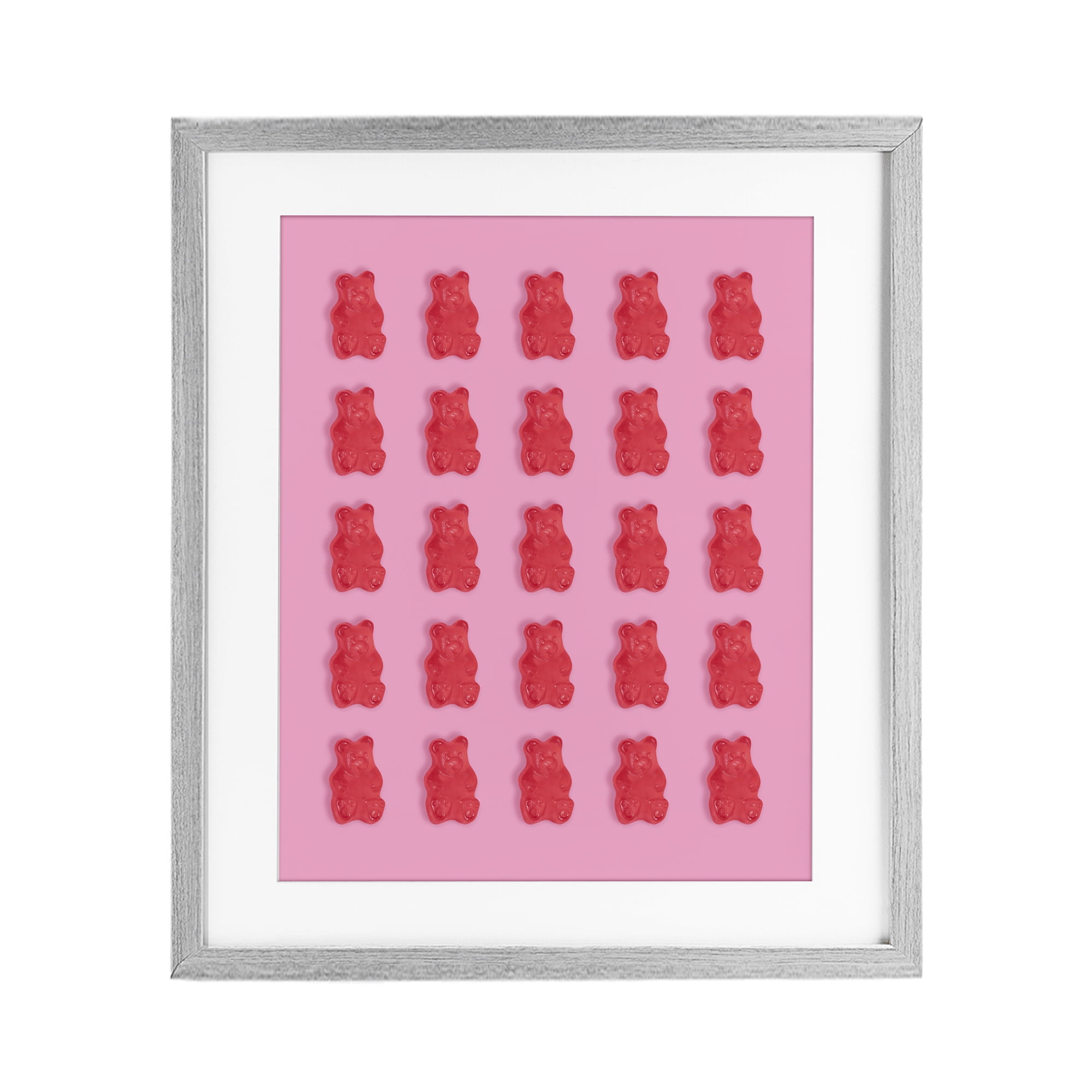 Stupell Industries Red Gummy Bears on Pink Gray Framed Print Under Glass, design by LISH Creative