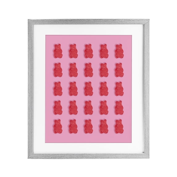Stupell Industries Contemporary Red Gummy Bears on Pink Gray Framed Print Under Glass, 17 x 21, by LISH Creative