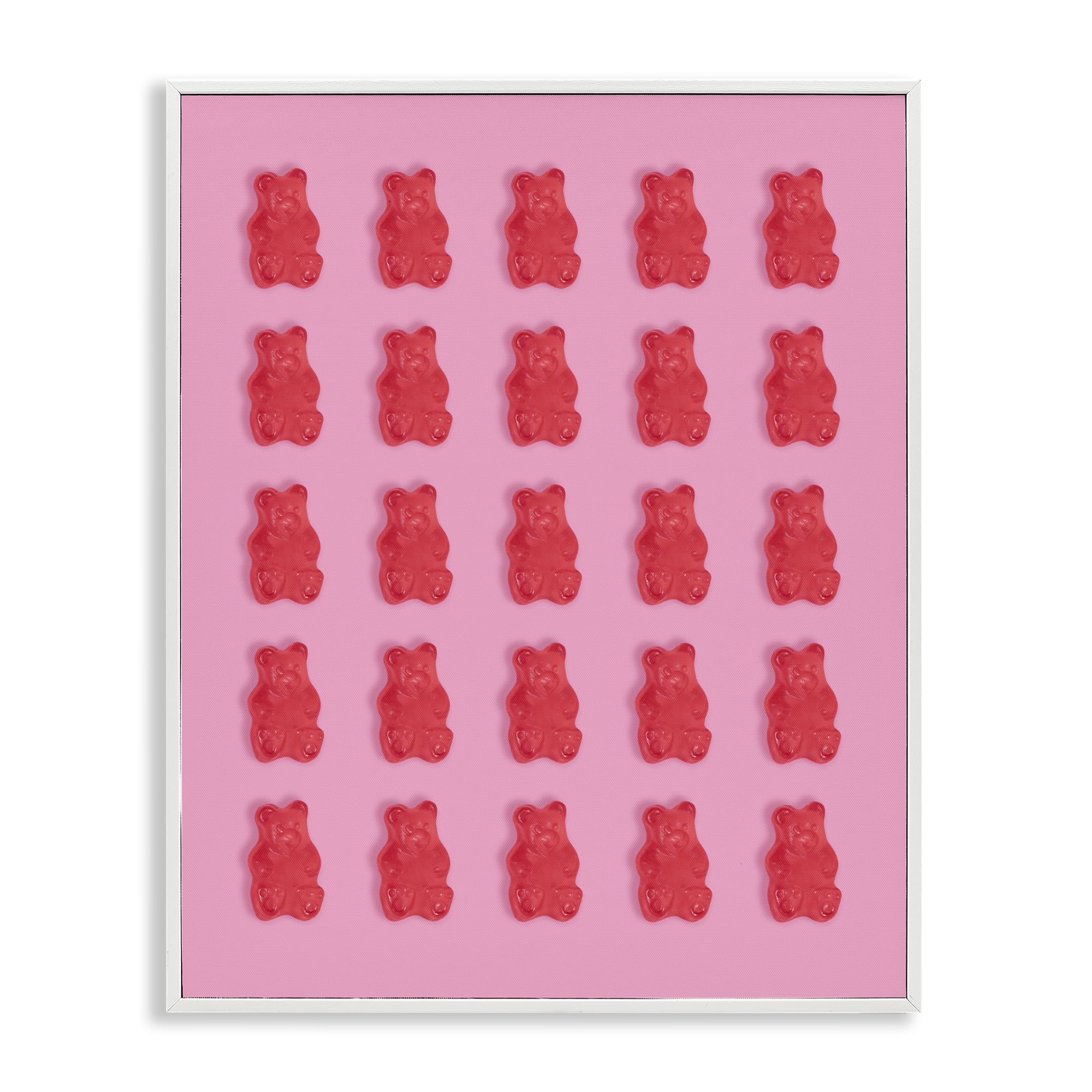 Stupell Industries Red Gummy Bears on Pink White Framed Giclee Art, design by LISH Creative