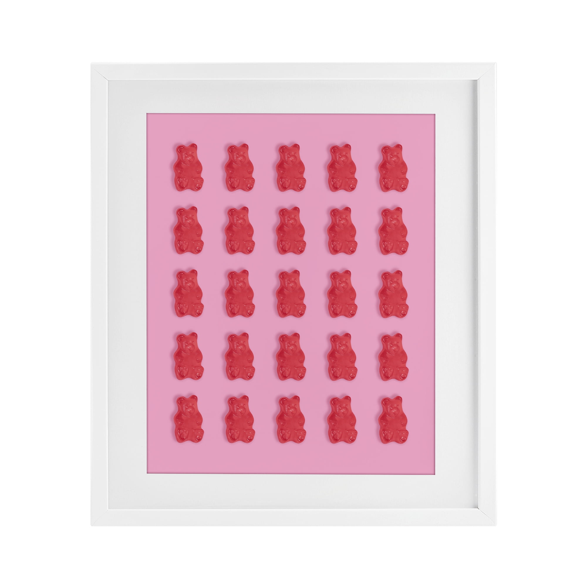 Stupell Industries Red Gummy Bears on Pink White Framed Print Under Glass, design by LISH Creative