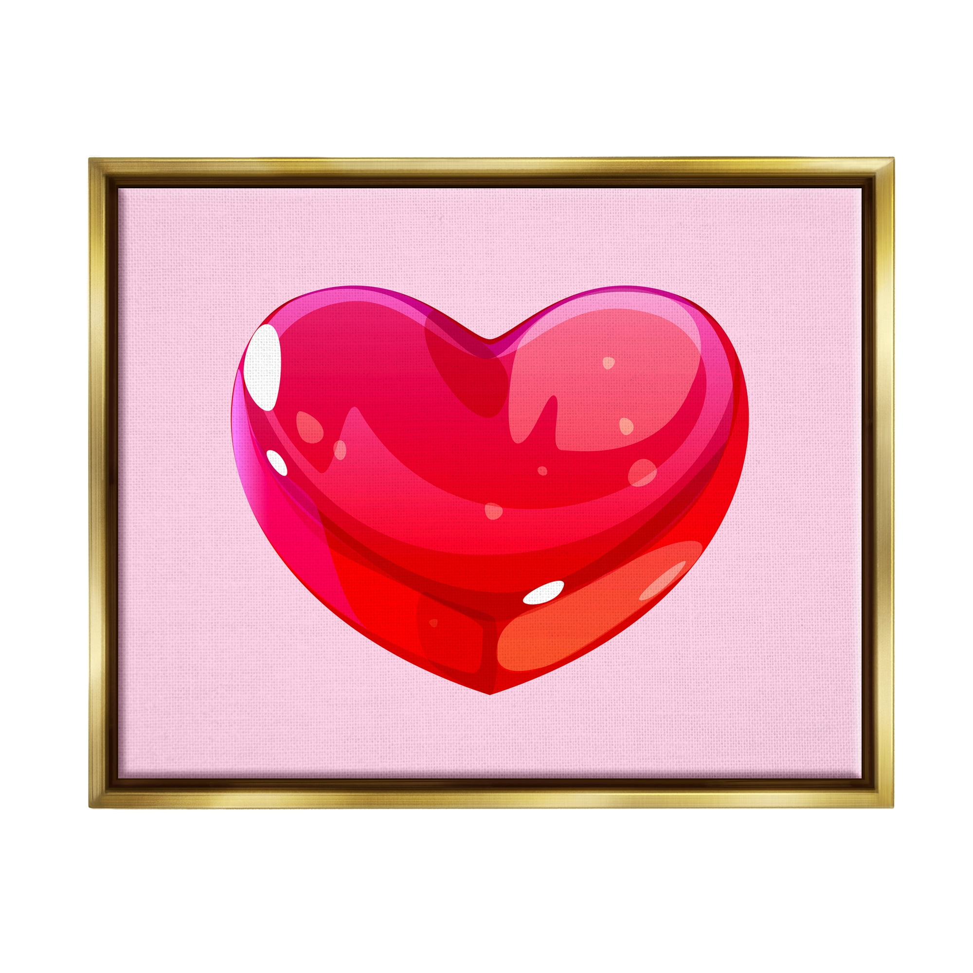 Stupell Industries Red Gummy Heart Food & Beverage Painting Gold Floater Framed Canvas Art Print Wall Art, 21 x 17